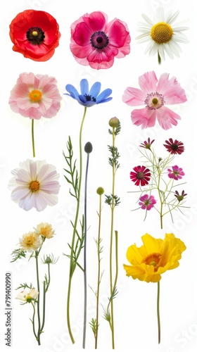 Beautiful Collection of Pressed Flowers and Plants. An array of various pressed flowers and plants in bright, vivid colors, perfectly suitable for art projects, decoration, or botanical studies. © MiniMaxi