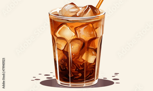 cold drink basil cucumber lime vector flat isolated illustration