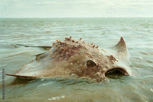 Big stingray in the sea, Thailand,  ( Filtered image processed vintage effect,  ) photo