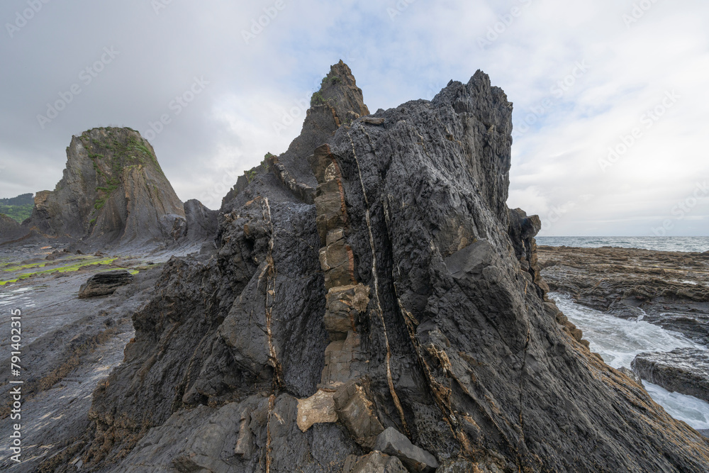 Geopark located on Saturraran beach on the northern coast of Spain. Geopark located on Saturraran beach on the northern coast of Spain.