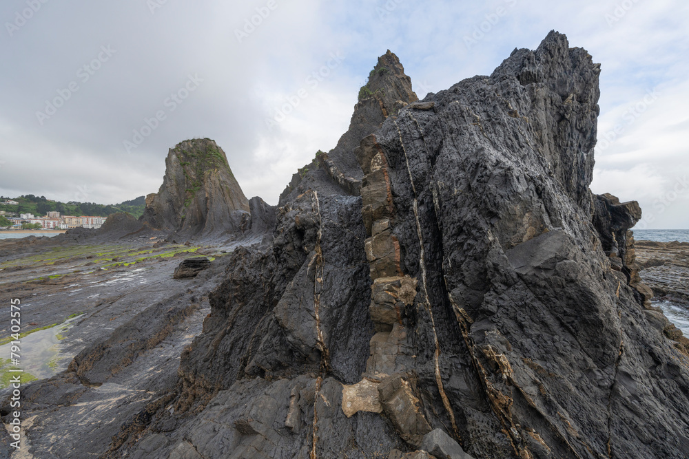Geopark located on Saturraran beach on the northern coast of Spain. Geopark located on Saturraran beach on the northern coast of Spain.