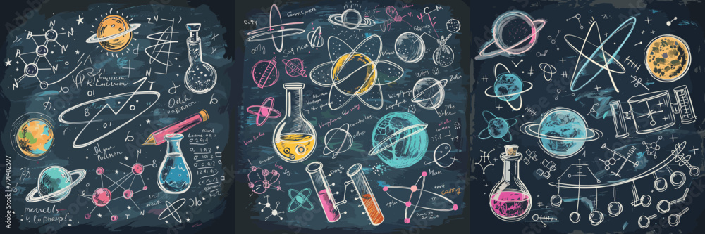School board scientific formulas cartoon vector concepts. Chemical ...