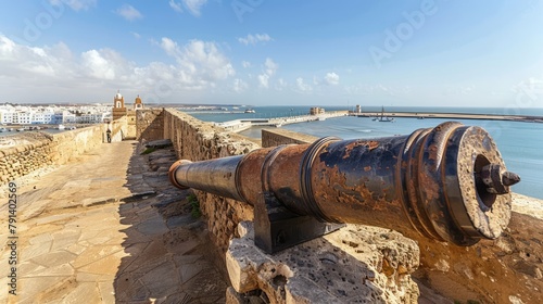 Cannons at the city walls and Citadel by the Scala Harbour