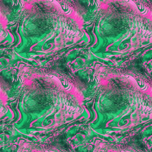 otherwordly nature seamless pattern, creative ornament, green pink abstract background, decorative texture