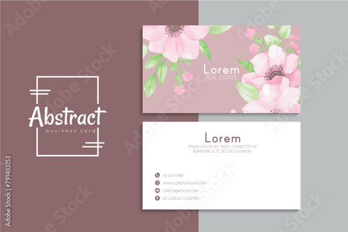 Watercolor floral business card design.