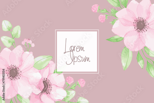 Vector watercolor flower frame with text space.