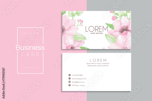 Watercolor floral business card design.