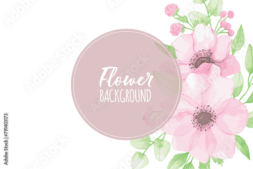 Vector watercolor flower frame with text space.