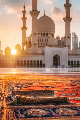 Mosque. An Islamic temple. A place for prayer. Traditional Islamic architecture. Stone religious building photo