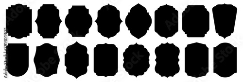 Set of vintage label and badges shape collections. Vector illustration. Black template for patch, insignias, overlay. 