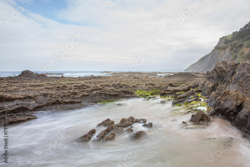 Geopark located on Saturraran beach on the northern coast of Spain. photo