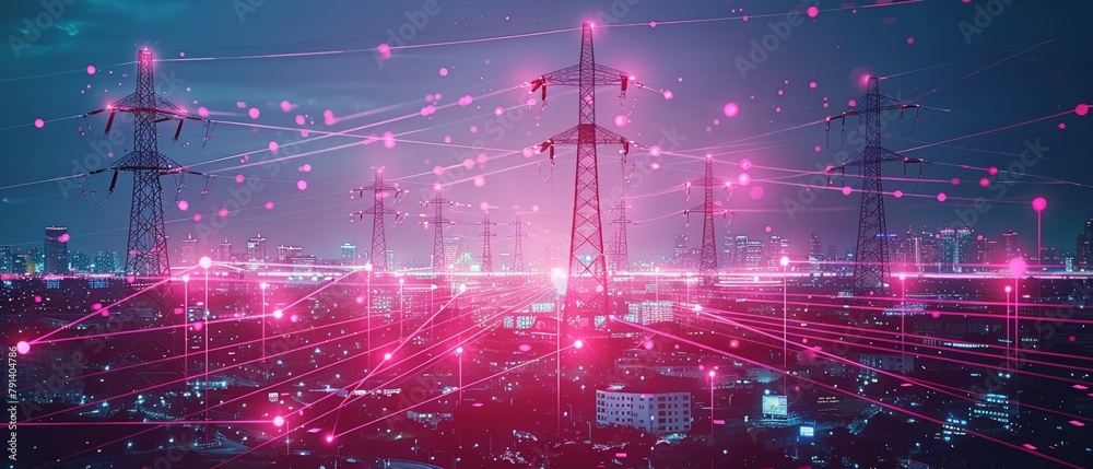 Smart grid system controlling energy flow in a city