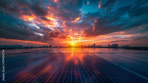 Solar panels on rooftops capturing sunlight