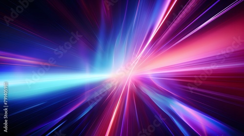 Modern abstract high-speed light effect. Abstract background with curved beams of light. Technology futuristic dynamic motion. Movement pattern for banner or poster design background concept. © plaksa