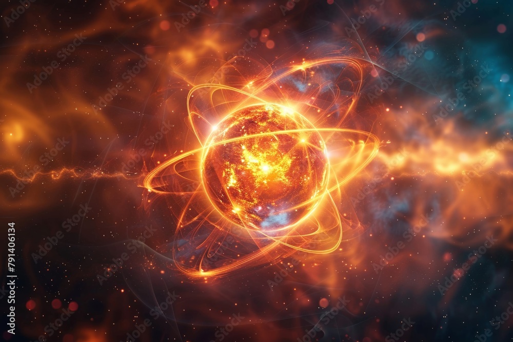 A bright and glowing representation of nuclear fusion A bright and glowing representation of nuclear fusion