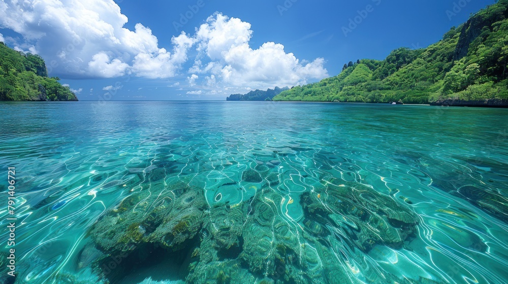 Lagoon wallpaper, vista of the crystal-clear ocean