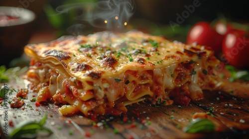 Lasagna, luxury cuisine, professional food photography style