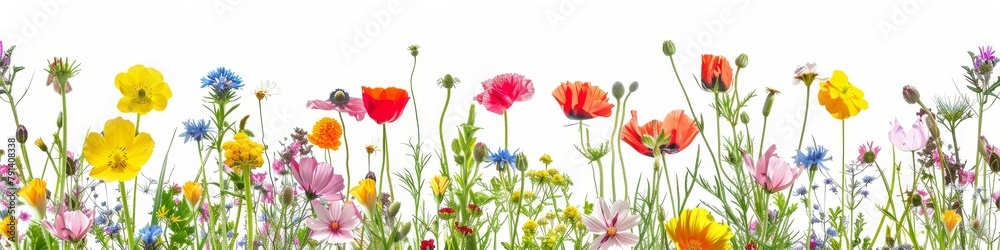 Fototapeta premium Assortment of Wildflowers Isolated on White Background