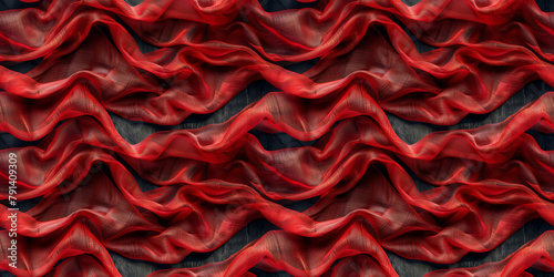 Red lightweight fabric seamless pattern, silk satin printed textile repetitive background photo