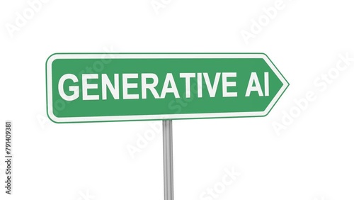 Road sign indicating direction text Generative AI. Concept of guiding, searching, right direction. 3D animation