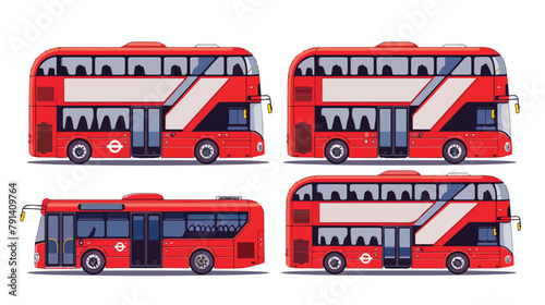 Double-decker bus isolated. Bus with side view back  photo