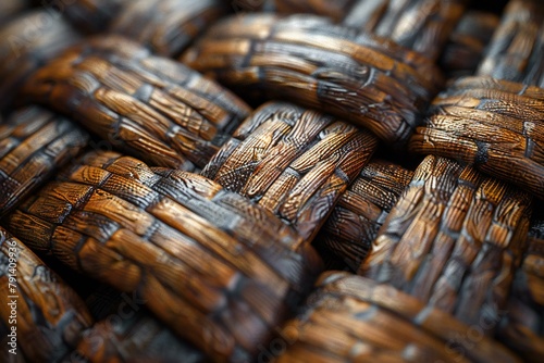 Close up of a wicker basket made of natural wood,  Abstract background