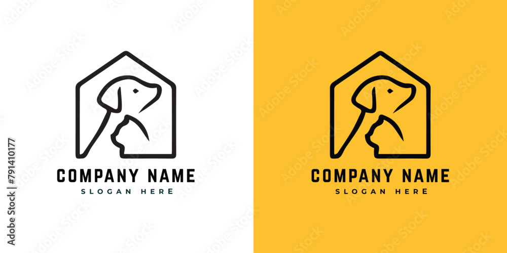 Minimalist pet shop logo with simple continuous line style Minimalist pet shop logo with simple continuous line style