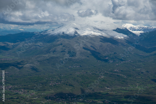 Beautiful panorama from the peak of Monte Calvo in Abruzzo  Italy