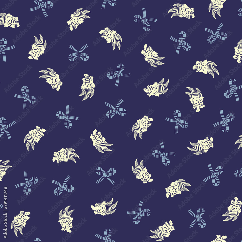 Cute Japanese turtle seamless pattern,