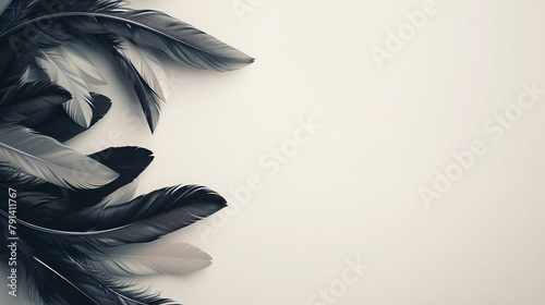 Beautiful background with feathers with copyspace