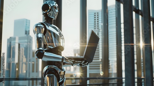 Elegant Chrome Robot Conduc...