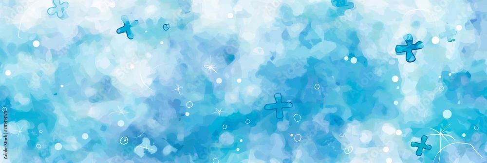 A digital abstract image with calming blue tones, and sparkly accents giving a sense of serenity, and harmony