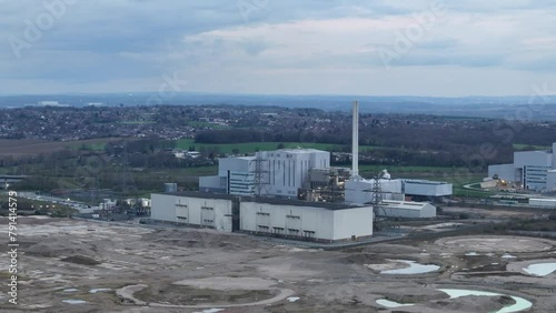 Panning drone aerial 
Enfinium ferrybridge UK Decarbonisation power stations photo