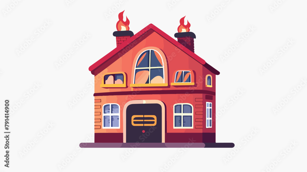 Fire house icon logo Hand drawn style vector design 