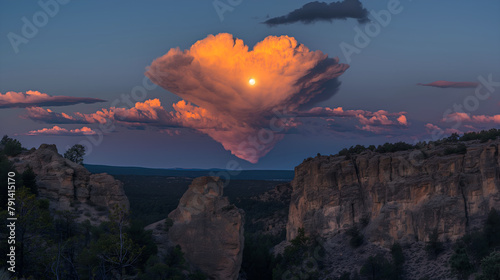 Desert Dreamscape: Heart Cloud Crowns a Rising Full Moon in Jemez photo