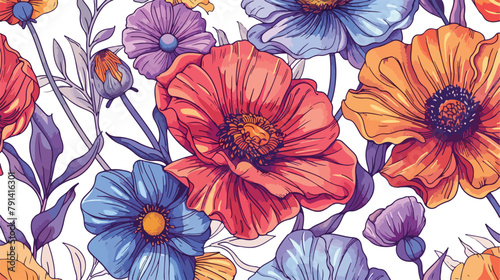Floral seamless pattern with flowers vintage backgrou