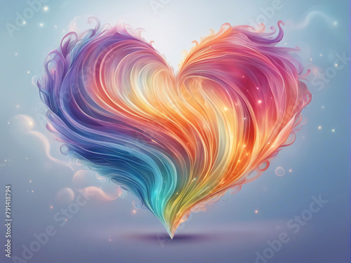 Abstract heart shape made of colorful waves.  © saurav005