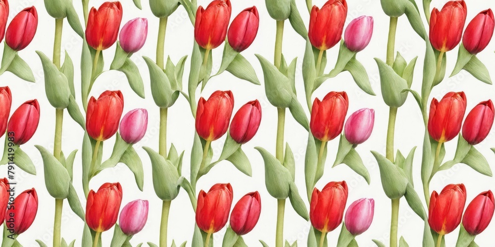Watercolor Tulip Flowers Pattern Illustration Watercolor Tulip Flowers Pattern Illustration
