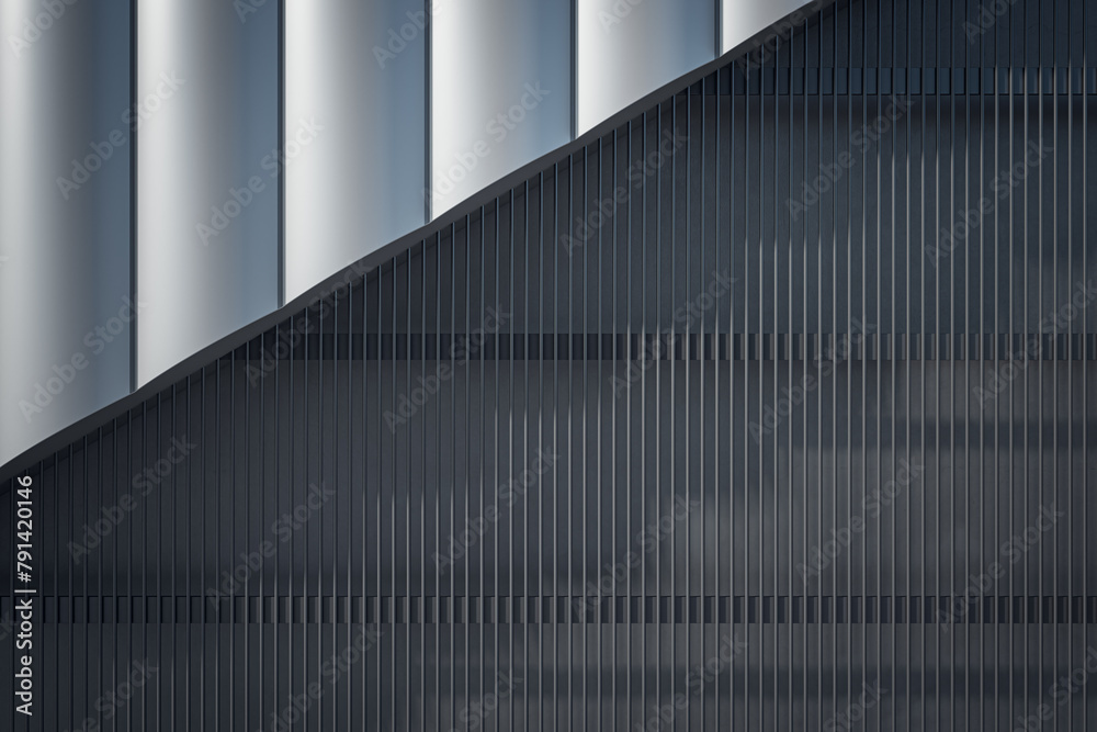 Contemporary designer wall with mock up place in empty underground interior. 3D Rendering. Contemporary designer wall with mock up place in empty underground interior. 3D Rendering.