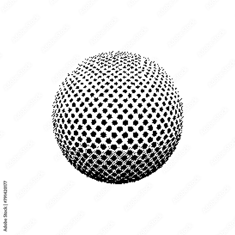 Obraz premium Vector Bitmap Dithering Abstract Dotted Sphere