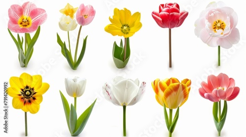 Wallpaper Mural A Vibrant Collection Of Various Colorful Meadow Flowers Arranged on a White Background. Presenting unique shapes and colors, meticulously arranged to highlight their natural beauty. Torontodigital.ca