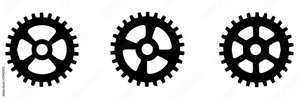 set of black and white gear icons set of black and white gear icons