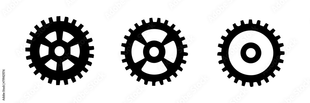 set of black and white gear icons set of black and white gear icons