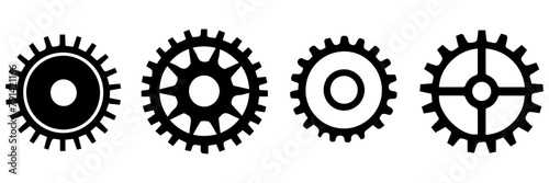 set of black and white gear icons