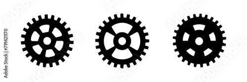 set of black and white gear icons