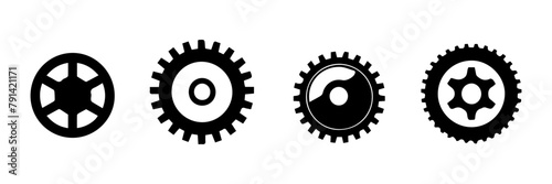 set of black and white gear icons
