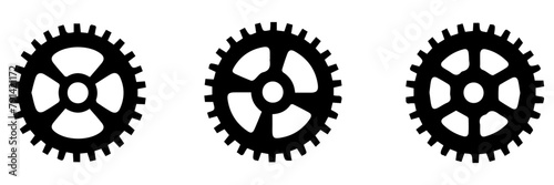 set of black and white gear icons
