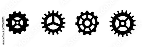 set of black and white gear icons