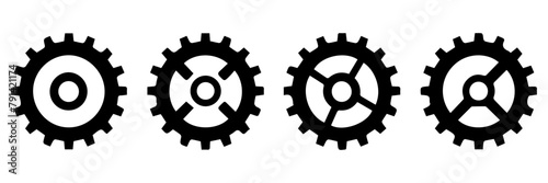 set of black and white gear icons