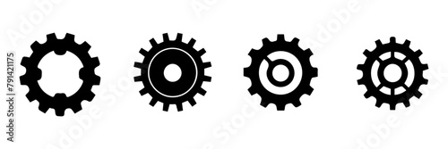 set of black and white gear icons